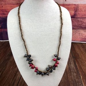 FINAL SALE:Fuchsia & Gray Açaí Seed Necklace